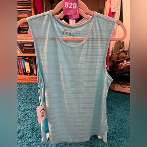 ZYIA Active Women’s Sky Luxe Ventilated Muscle Tank Top in Blue